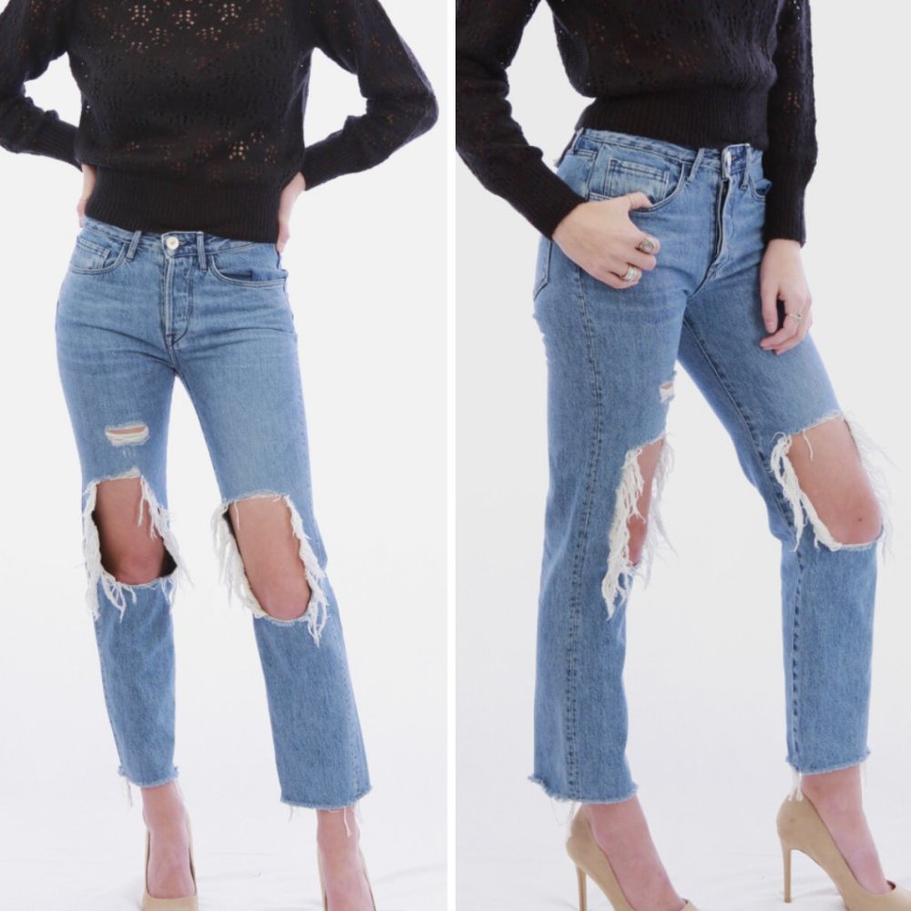 3X1 Distressed Denim Ripped Ankle Jeans